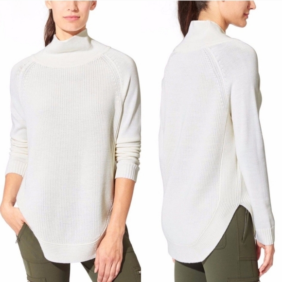 Athleta Ravine Ivory Ribbed Tunic Sweater Size Small - Picture 1 of 7